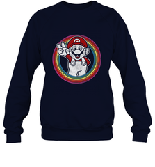 Super Mario Rainbow Circle Distressed Logo Crewneck Sweatshirt Crewneck Sweatshirt - jonhlittlestore88