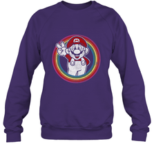Super Mario Rainbow Circle Distressed Logo Crewneck Sweatshirt Crewneck Sweatshirt - jonhlittlestore88