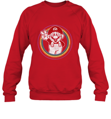 Super Mario Rainbow Circle Distressed Logo Crewneck Sweatshirt Crewneck Sweatshirt - jonhlittlestore88