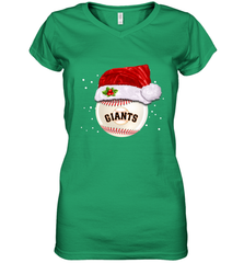 San Francisco Giants Logo Baseball Ball Christmas Santa Hat Xmas Sport Funny Snow Women's V-Neck T-Shirt Women's V-Neck T-Shirt - jonhlittlestore88