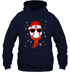 Washington Nationals Logo Christmas Baseball Player Glasses Santa Hat Pajama Gift Hooded Sweatshirt