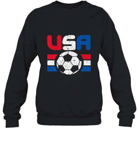 Distressed Red, White and Blue Soccer Flag Shirts of the USA Crewneck Sweatshirt Crewneck Sweatshirt / Black / S Crewneck Sweatshirt - jonhlittlestore88