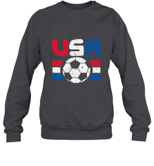 Distressed Red, White and Blue Soccer Flag Shirts of the USA Crewneck Sweatshirt Crewneck Sweatshirt - jonhlittlestore88