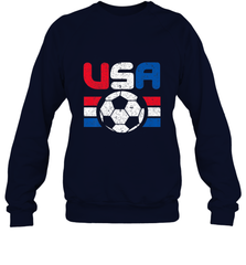 Distressed Red, White and Blue Soccer Flag Shirts of the USA Crewneck Sweatshirt Crewneck Sweatshirt - jonhlittlestore88