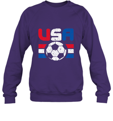 Distressed Red, White and Blue Soccer Flag Shirts of the USA Crewneck Sweatshirt Crewneck Sweatshirt - jonhlittlestore88