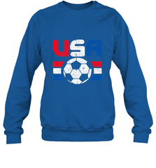 Distressed Red, White and Blue Soccer Flag Shirts of the USA Crewneck Sweatshirt Crewneck Sweatshirt - jonhlittlestore88
