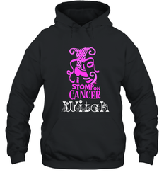Stomp On Cancer Witch High Heel Breast Cancer Halloween Hooded Sweatshirt