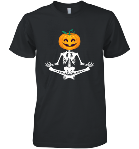 Halloween Yoga Zen Meditation Pumpkin skeleton Gift idea Men's Premium T-Shirt Men's Premium T-Shirt / Black / XS Men's Premium T-Shirt - jonhlittlestore88