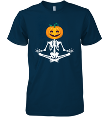 Halloween Yoga Zen Meditation Pumpkin skeleton Gift idea Men's Premium T-Shirt Men's Premium T-Shirt - jonhlittlestore88