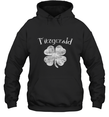 Vintage Fitzgerald Irish Shamrock St Patty's Day Hooded Sweatshirt Hooded Sweatshirt / Black / S Hooded Sweatshirt - jonhlittlestore88
