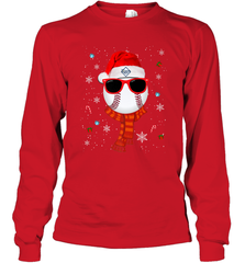Tampa Bay Rays LogoChristmas Baseball Player Glasses Santa Hat Pajama Gift Long Sleeve T-Shirt Long Sleeve T-Shirt - jonhlittlestore88