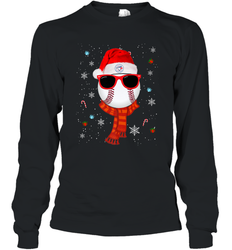 Toronto Blue Jays LogoChristmas Baseball Player Glasses Santa Hat Pajama Gift Long Sleeve T-Shirt