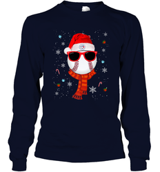 Toronto Blue Jays LogoChristmas Baseball Player Glasses Santa Hat Pajama Gift Long Sleeve T-Shirt