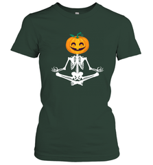 Halloween Yoga Zen Meditation Pumpkin skeleton Gift idea Women's T-Shirt Women's T-Shirt - jonhlittlestore88