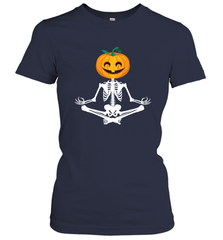 Halloween Yoga Zen Meditation Pumpkin skeleton Gift idea Women's T-Shirt Women's T-Shirt - jonhlittlestore88