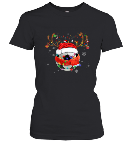 Santa Hat Soccer Reindeer Christmas Funny Players Football Women's T-Shirt Women's T-Shirt / Black / S Women's T-Shirt - jonhlittlestore88