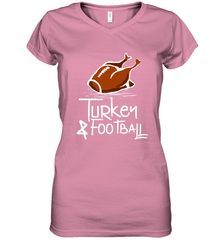 Turkey And Football Thanksgiving Day Football Fan Holiday Gift Women's V-Neck T-Shirt Women's V-Neck T-Shirt - jonhlittlestore88