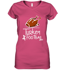 Turkey And Football Thanksgiving Day Football Fan Holiday Gift Women's V-Neck T-Shirt Women's V-Neck T-Shirt - jonhlittlestore88