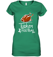 Turkey And Football Thanksgiving Day Football Fan Holiday Gift Women's V-Neck T-Shirt Women's V-Neck T-Shirt - jonhlittlestore88
