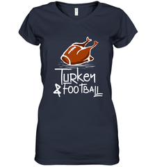 Turkey And Football Thanksgiving Day Football Fan Holiday Gift Women's V-Neck T-Shirt Women's V-Neck T-Shirt - jonhlittlestore88