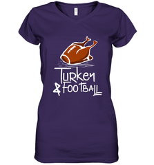 Turkey And Football Thanksgiving Day Football Fan Holiday Gift Women's V-Neck T-Shirt Women's V-Neck T-Shirt - jonhlittlestore88