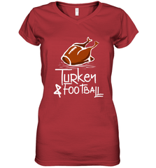 Turkey And Football Thanksgiving Day Football Fan Holiday Gift Women's V-Neck T-Shirt Women's V-Neck T-Shirt - jonhlittlestore88