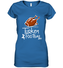 Turkey And Football Thanksgiving Day Football Fan Holiday Gift Women's V-Neck T-Shirt Women's V-Neck T-Shirt - jonhlittlestore88