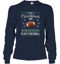 NFL Merry Christmas and Play Football Sports TV Snow Long Sleeve T-Shirt