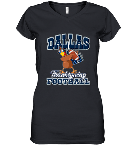 Dallas Thanksgiving Day Funny Turkey Playing Texas Football Premium T Shirt Women's V-Neck T-Shirt Women's V-Neck T-Shirt / Black / S Women's V-Neck T-Shirt - jonhlittlestore88
