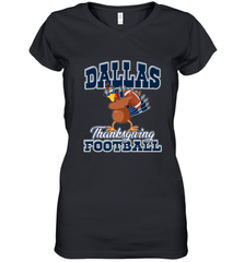 Dallas Thanksgiving Day Funny Turkey Playing Texas Football Premium T Shirt Women's V-Neck T-Shirt Women's V-Neck T-Shirt - jonhlittlestore88