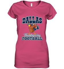 Dallas Thanksgiving Day Funny Turkey Playing Texas Football Premium T Shirt Women's V-Neck T-Shirt Women's V-Neck T-Shirt - jonhlittlestore88