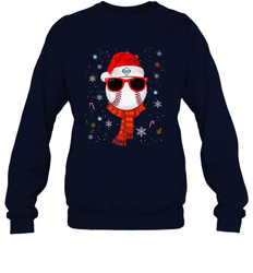 Tampa Bay Rays LogoChristmas Baseball Player Glasses Santa Hat Pajama Gift Crewneck Sweatshirt