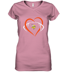 NFL Minnesota Vikings Heart Love Football Women's V-Neck T-Shirt Women's V-Neck T-Shirt - jonhlittlestore88