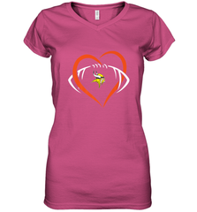 NFL Minnesota Vikings Heart Love Football Women's V-Neck T-Shirt Women's V-Neck T-Shirt - jonhlittlestore88