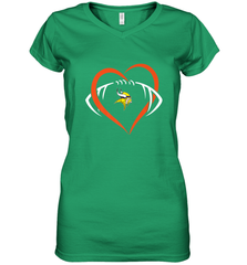NFL Minnesota Vikings Heart Love Football Women's V-Neck T-Shirt Women's V-Neck T-Shirt - jonhlittlestore88