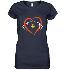 NFL Minnesota Vikings Heart Love Football Women's V-Neck T-Shirt Women's V-Neck T-Shirt - jonhlittlestore88