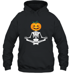 Halloween Yoga Zen Meditation Pumpkin skeleton Gift idea Hooded Sweatshirt