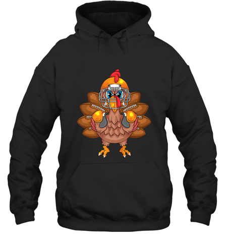 Cool Turkey Football Feathers Funny Thanksgiving Sports Gift Hooded Sweatshirt Hooded Sweatshirt / Black / S Hooded Sweatshirt - jonhlittlestore88