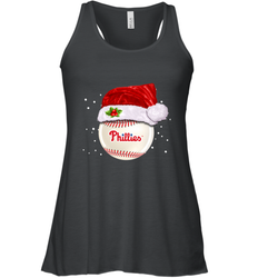 Philadelphia Phillies logo Baseball Ball Christmas Santa Hat Xmas Sport Funny Snow Women's Racerback Tank