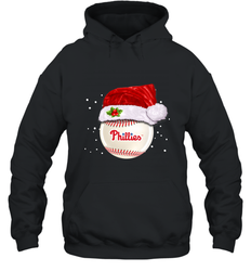 Philadelphia Phillies logo Baseball Ball Christmas Santa Hat Xmas Sport Funny Snow Hooded Sweatshirt