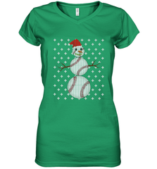 UGLY CHRISTMAS Baseball Snowman Holiday Santa Funny Men Gift Women's V-Neck T-Shirt Women's V-Neck T-Shirt - jonhlittlestore88