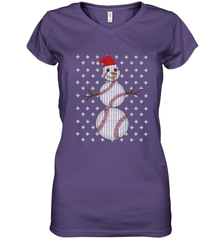 UGLY CHRISTMAS Baseball Snowman Holiday Santa Funny Men Gift Women's V-Neck T-Shirt Women's V-Neck T-Shirt - jonhlittlestore88