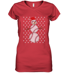 UGLY CHRISTMAS Baseball Snowman Holiday Santa Funny Men Gift Women's V-Neck T-Shirt Women's V-Neck T-Shirt - jonhlittlestore88