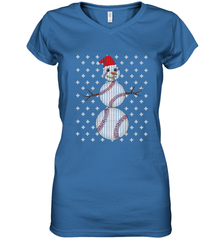 UGLY CHRISTMAS Baseball Snowman Holiday Santa Funny Men Gift Women's V-Neck T-Shirt Women's V-Neck T-Shirt - jonhlittlestore88