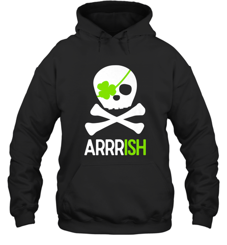St. Patricks Day Irish Pirate Skull and Cross bones Hooded Sweatshirt Hooded Sweatshirt / Black / S Hooded Sweatshirt - jonhlittlestore88