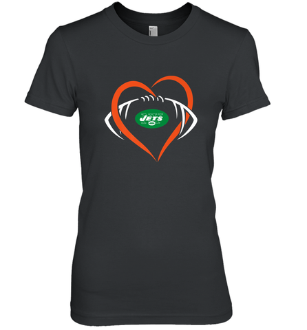 NFL New York Jets Heart Love Football Women's Premium T-Shirt Women's Premium T-Shirt / Black / XS Women's Premium T-Shirt - jonhlittlestore88