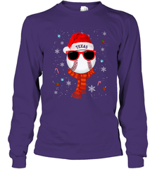 Texas Rangers Logo Christmas Baseball Player Glasses Santa Hat Pajama Gift Long Sleeve T-Shirt Long Sleeve T-Shirt - jonhlittlestore88