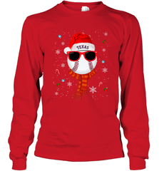 Texas Rangers Logo Christmas Baseball Player Glasses Santa Hat Pajama Gift Long Sleeve T-Shirt Long Sleeve T-Shirt - jonhlittlestore88