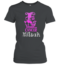 Stomp On Cancer Witch High Heel Breast Cancer Halloween Women's T-Shirt
