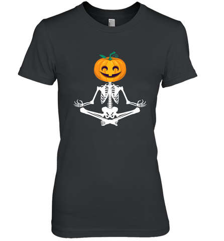 Halloween Yoga Zen Meditation Pumpkin skeleton Gift idea Women's Premium T-Shirt Women's Premium T-Shirt / Black / XS Women's Premium T-Shirt - jonhlittlestore88